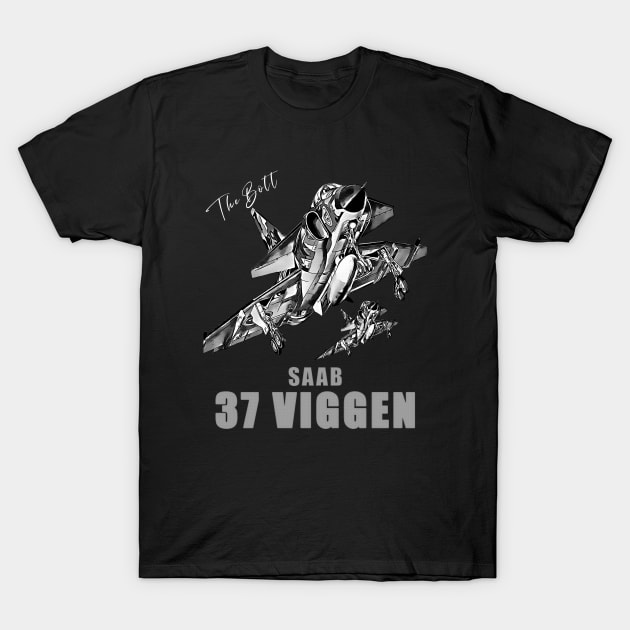 Saab 37 Viggen Swedish Multi Combat Aircraft T-Shirt by aeroloversclothing